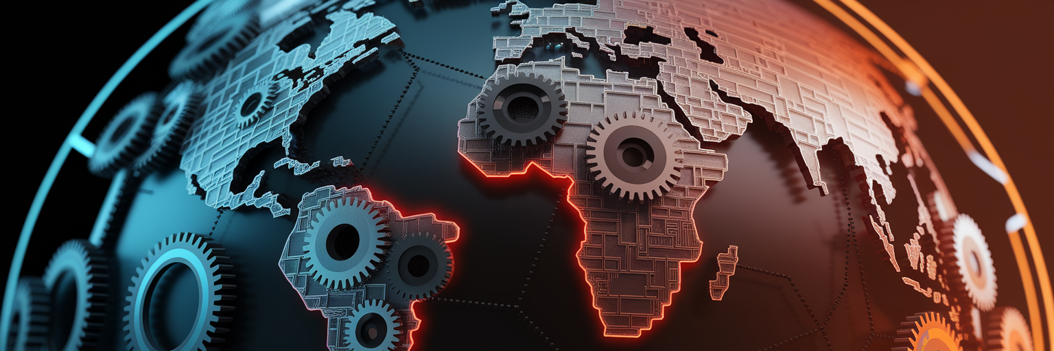 Top 5 Global Events Reshaping the World in 2025 A mechanical globe with interlocking gears representing global tensions.