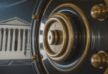 How Democrats Are Leveraging the Epstein List Vintage safe reflecting Supreme Court building.