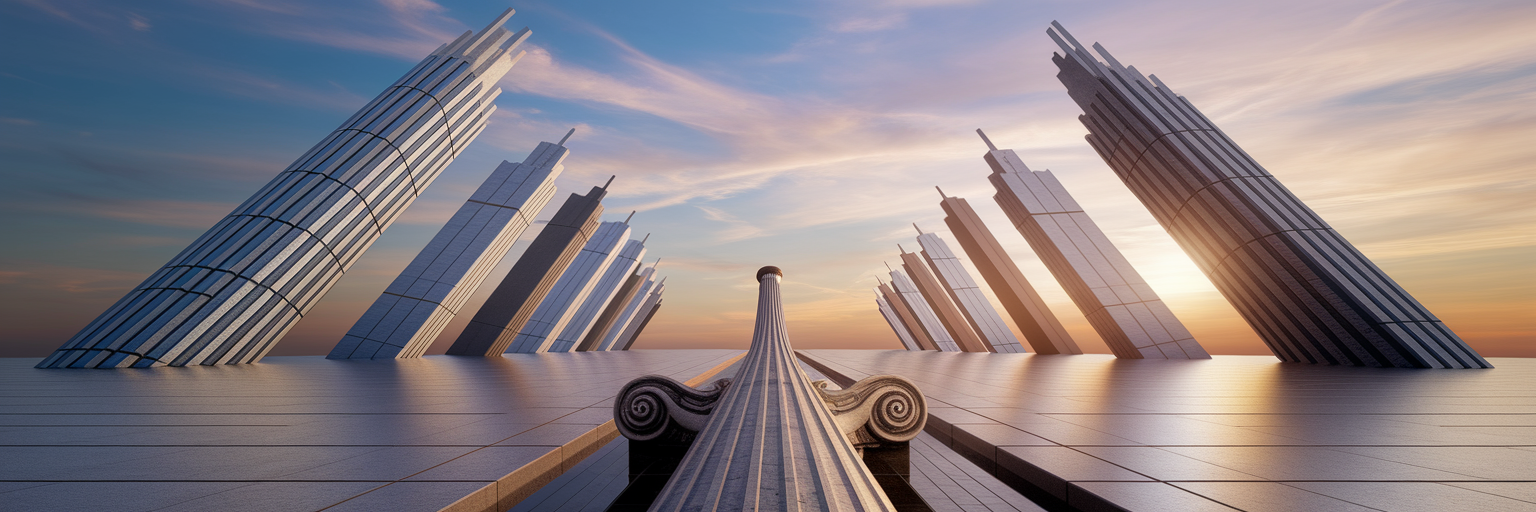 The New Global Order Forged by Emerging Economies Modern pillars rising around an old column