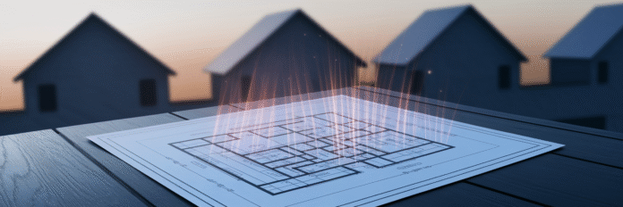 What Will It Take to Make Housing Affordable Again Distorted housing blueprint symbolizing inflation pressure.