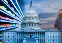 How the Cost of Living Will Define the 2026 Elections Shoppers looking at prices near US Capitol.