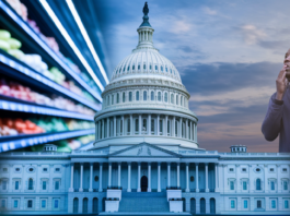 Shoppers looking at prices near US Capitol.