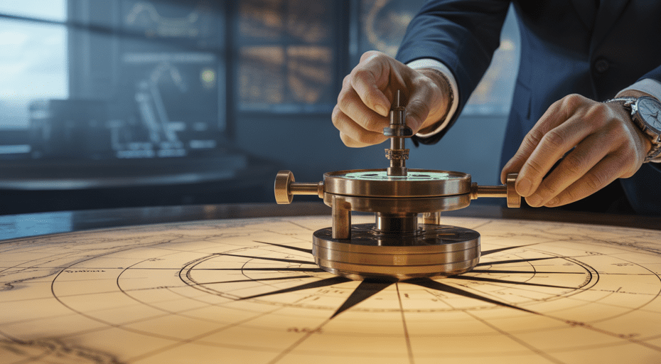 Navigating economic map with precision compass.